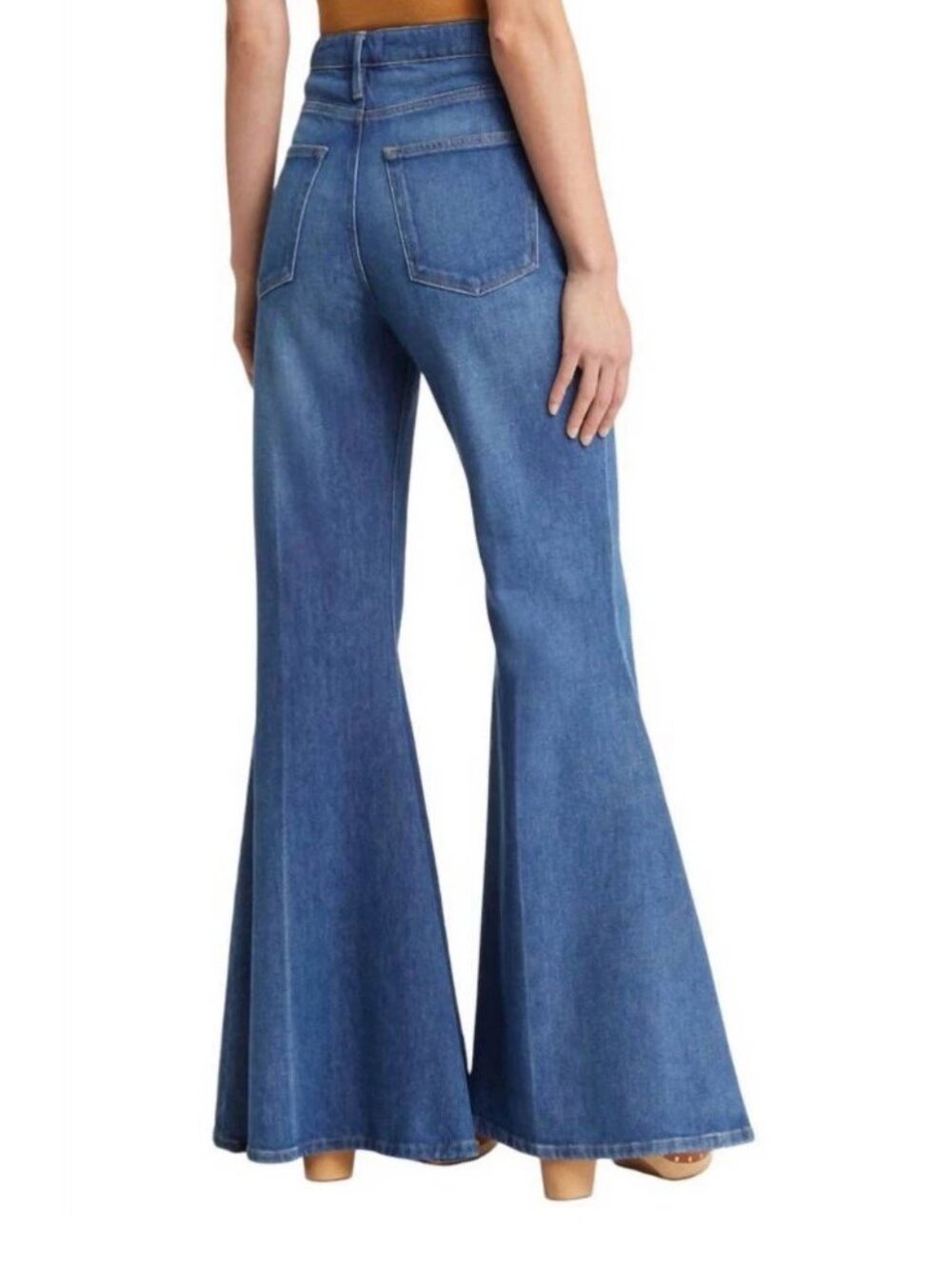 NWOT Frame The Extreme Flare Jeans Retro Vtg 70s Bell Bottoms In Lago Di Como 34